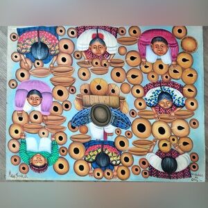MATIAS GONZALES CHAVAJAY GUATEMALAN MAYAN INDIAN ARTIST "Vendedores de Ollas"